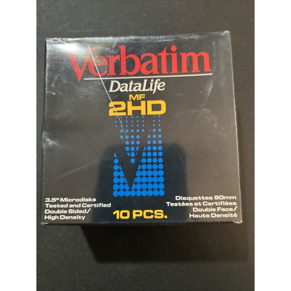 Verbatim DataLife Diskettes MF 2HD IBM Formatted 3.5" 1.44MB 10-Pack #87410 90mm